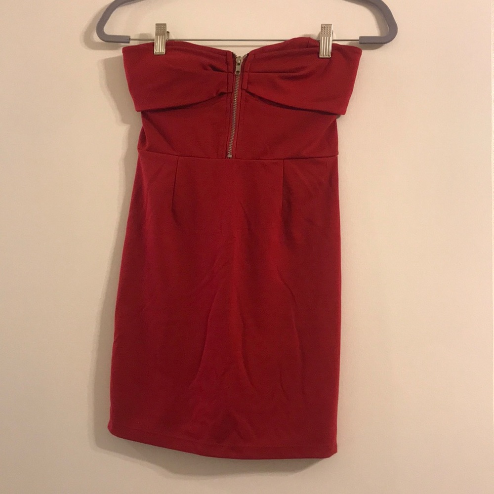 Strapless poetry bodycon dress